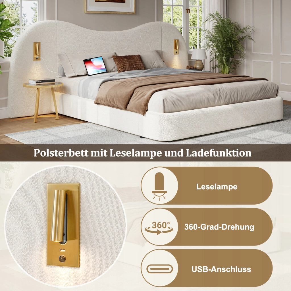 Letto imbottito 180x200 - Xylo - Idraulico bianco