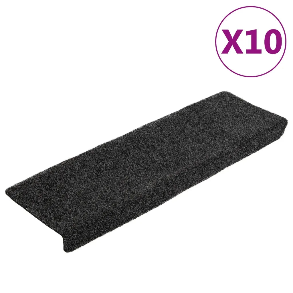 Tappetini per Scale Tessuto Agugliato 10 pz 65x21x4 cm Grigicod mxl 127814