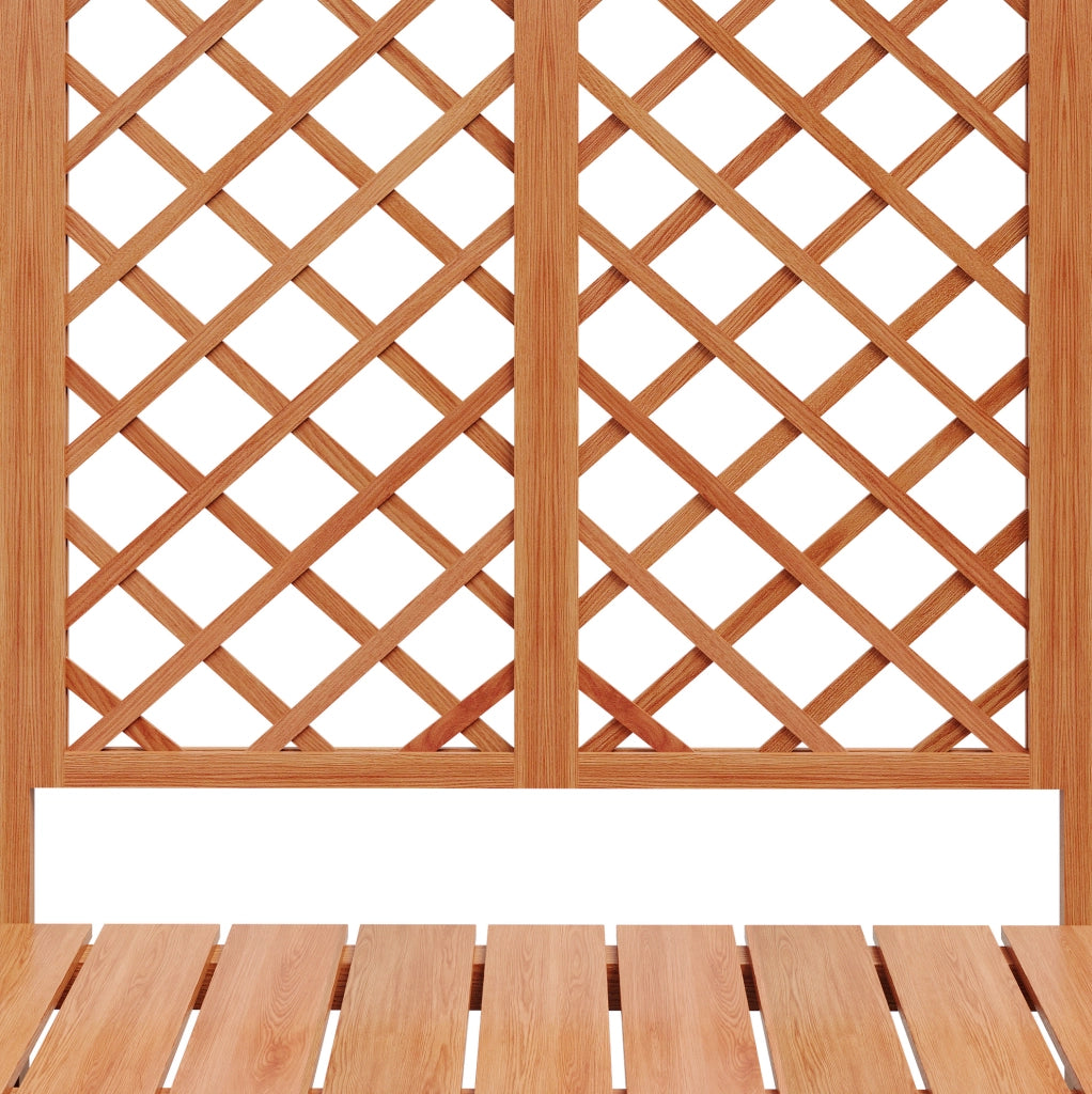 Fioriera con grigliato 169x145x42 cm con seduta; in legno marrone