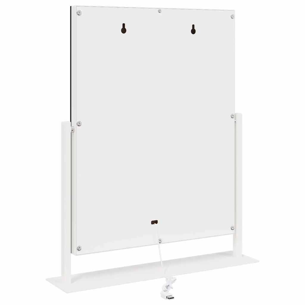 Specchio LED da Vanità Bianco 44 x 10 x 53 cm Vetro e acciaio