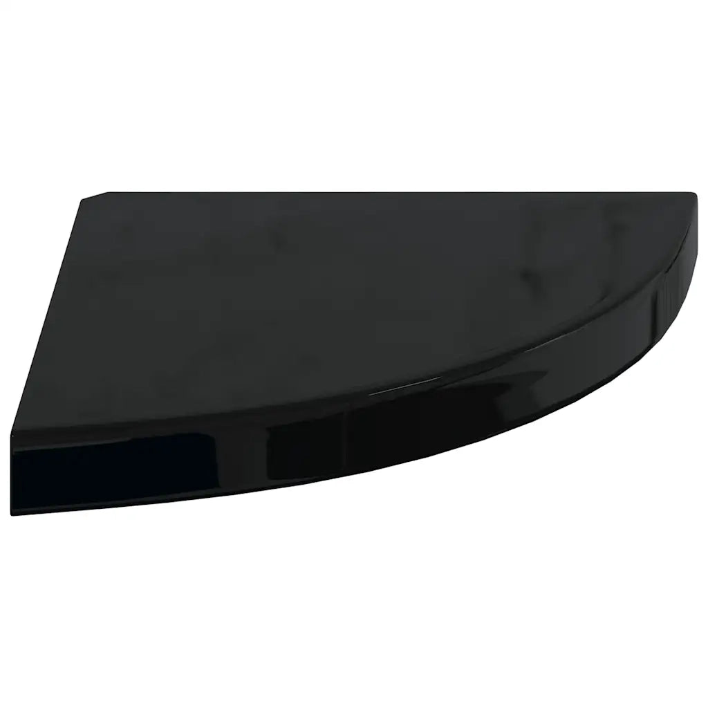 2 pz Scaffali Angolari a Parete | Mensola sospesa Nero Lucido 35x35x3,8 cm MDF
