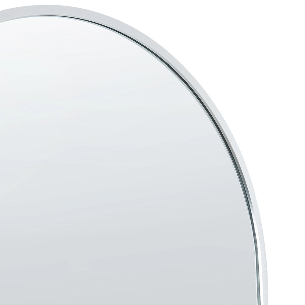 Specchio da terra ovale con telaio in metallo e supporto design moderno con cornice