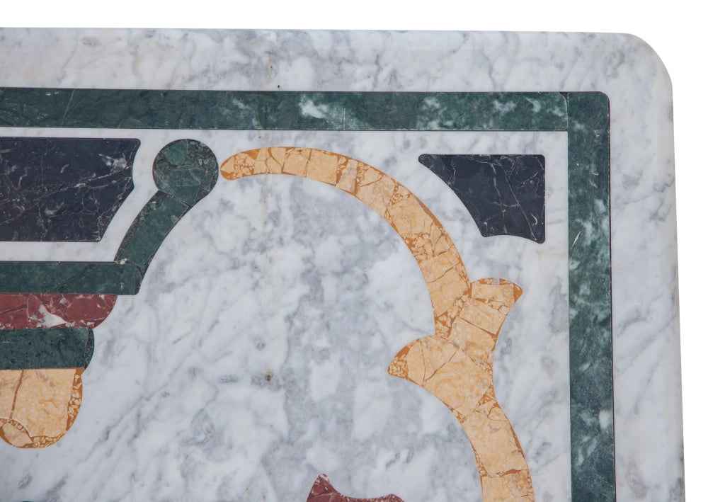Biscottini PIANO TAVOLO RETTANGOLARE IN MARMO INTARSIATO Carrara dimensioni 180x90