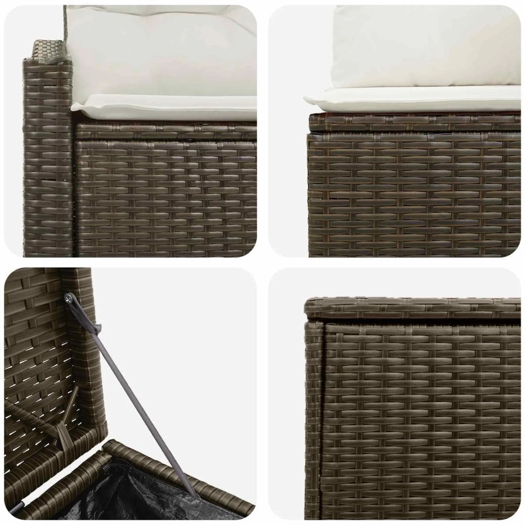 Set di divani 5 pz Marrone e Bianco Crema 3447814