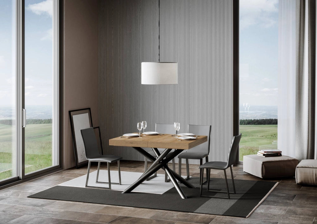 Tavolo Allungabile 140-244x90x77 cm Famas Quercia Natura Telaio Antracite