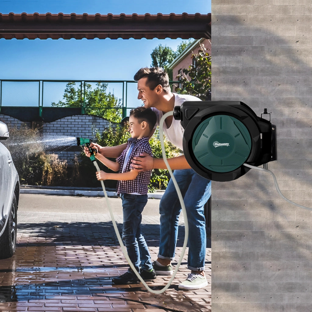 Avvolgitubo da Parete Automatico 30m ¨C Xylo ¨C Verde ?15mm Retrattile per Giardino