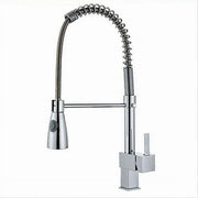 Trade Shop - Miscelatore Rubinetto Lavello Cucina Getto A Molla Bocca Girevole Base Quadra 87469 -