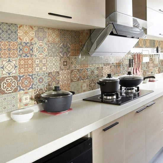 Tegelstickers Cementtegel Look – Impermeabili e Lavabili per Bagno e Cucina (10x10 cm, 30 pezzi)