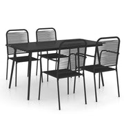 Mobili da pranzo per esterni 5 pezzi corda di cotone e acciaio nero 02_0014654