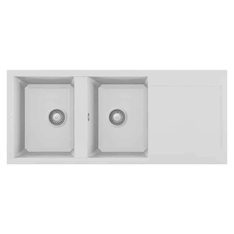 Lavello Elleci Incasso 2 vasche 116x50 Easy 500 Granitek Bianco LGY50068