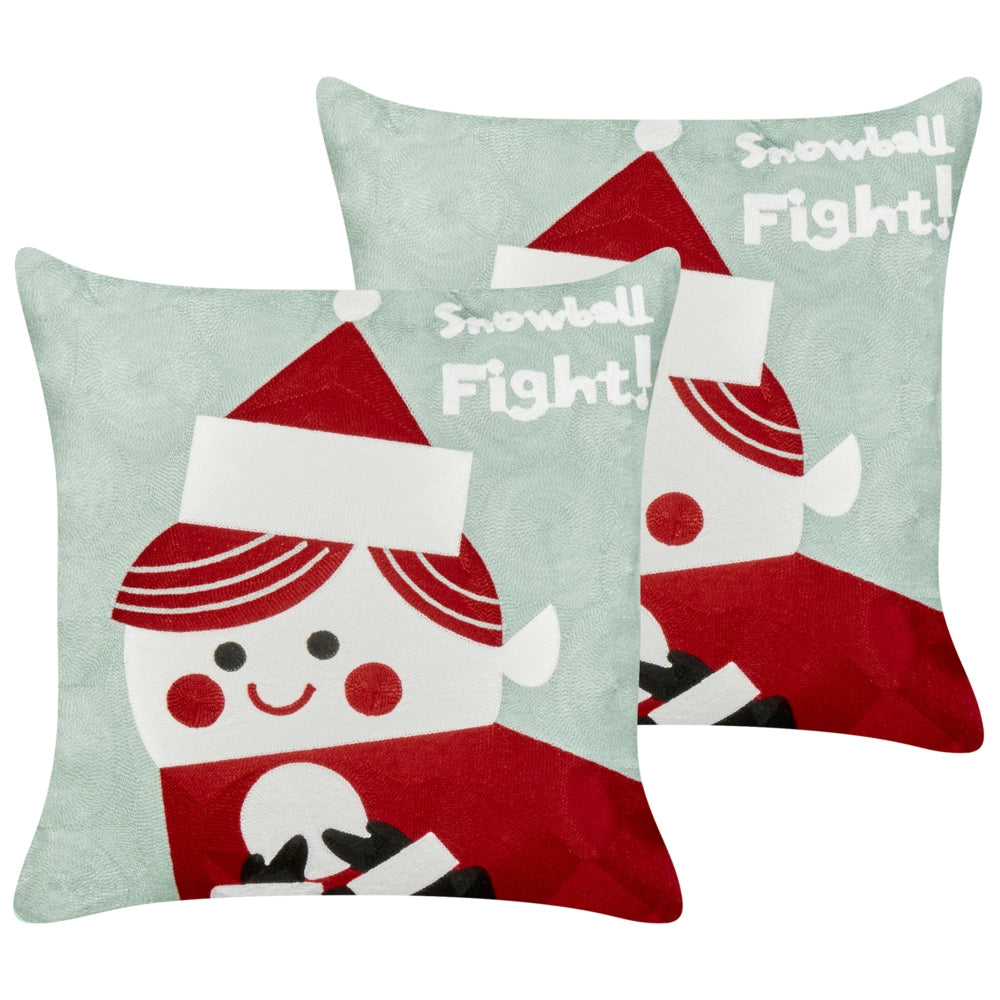 Set di 2 cuscini sparsi in tessuto di cotone rosso e verde con motivo natalizio 45 x 45 cm Accessori per la decorazione