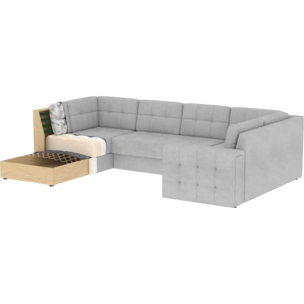 Divano angolare convertibile MONTEZA grigio scuro sinistro 299 cm con baule e letto