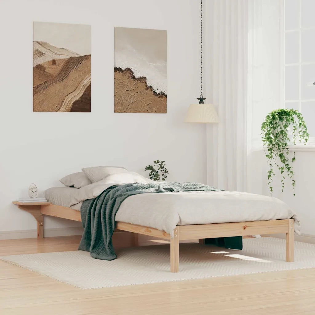 Letto con Tavolini Laterali Naturale 100 x 210 cm Pino massello 873223