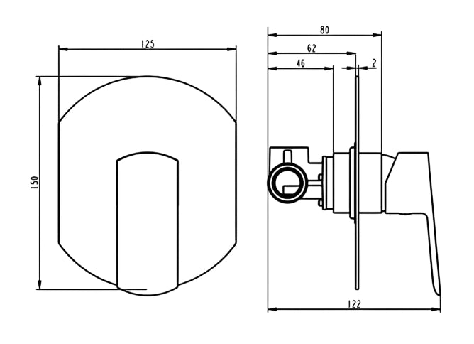 Miscelatore Doccia Incasso Senza Deviatore Design Minimal – Cartuccia Ø35 mm