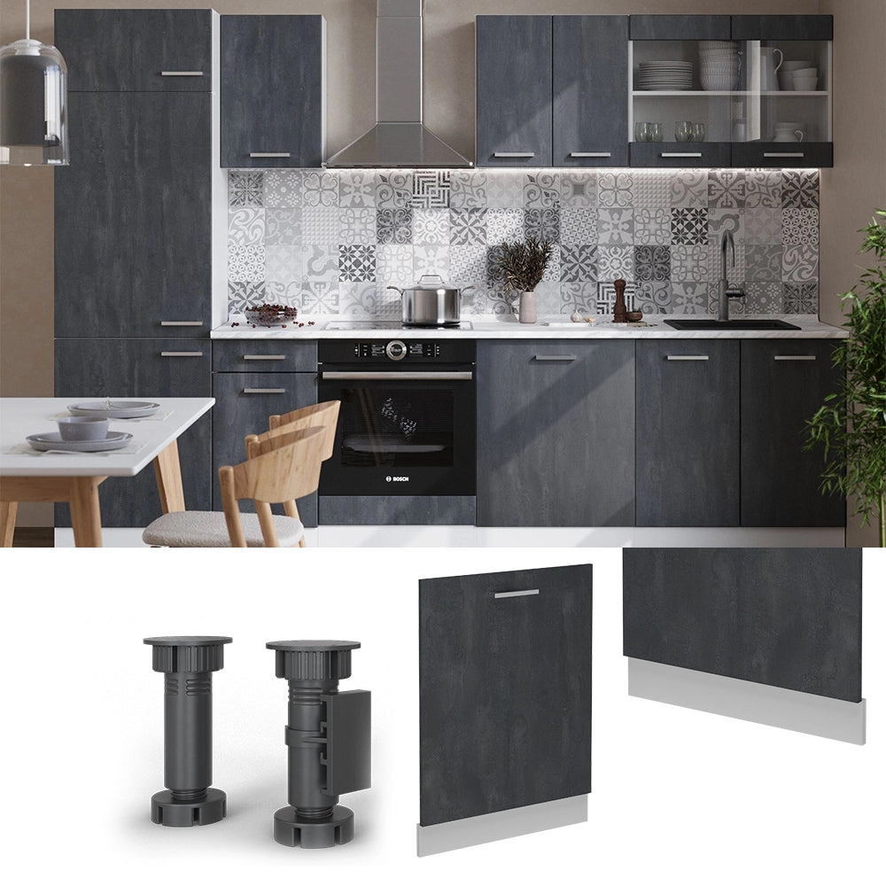 Vicco Pannello frontale della lavastoviglie Calcestruzzo nero 60 cm , PL Marmo