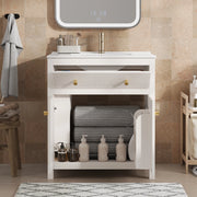 Mobile Sottolavabo con Lavabo ¨C MINIMAL ¨C Bianco, 1 Cassetto + 1 Porta, 81x46.5 cm