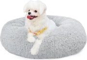 Letto per gatti e cani in cotone soffice con superficie antiscivolo lavabile, colore grigio, rimovibile, diametro 60 cm