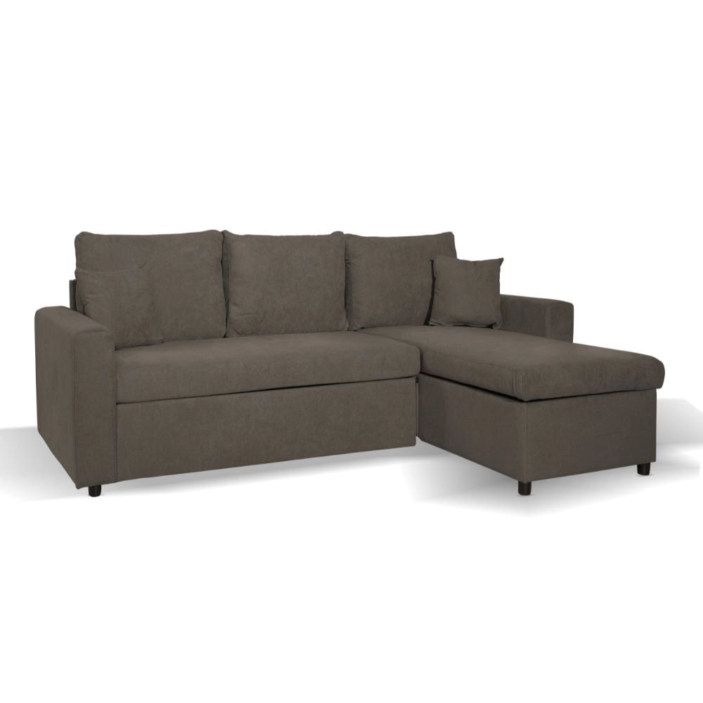 Divano con penisola reversibile funzione letto Golf tessuto khaki Enjoy09 225x148x91H