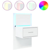 Comodino | Armadio da Notte | Mobiletto da notte a Parete con Luci LED Bianco