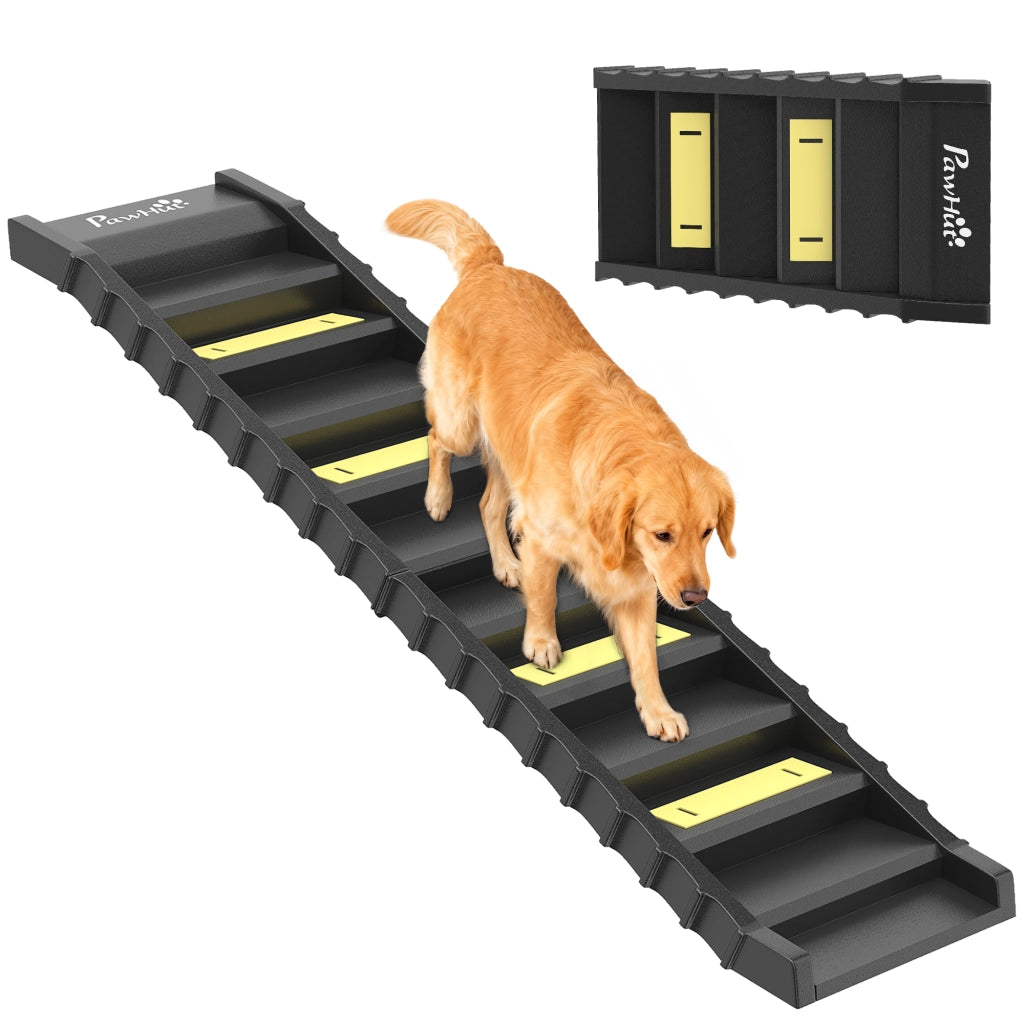 Rampa Pieghevole per Cani 154 cm ¨C Xylo ¨C 10 Gradini Antiscivolo Nero 68 kg