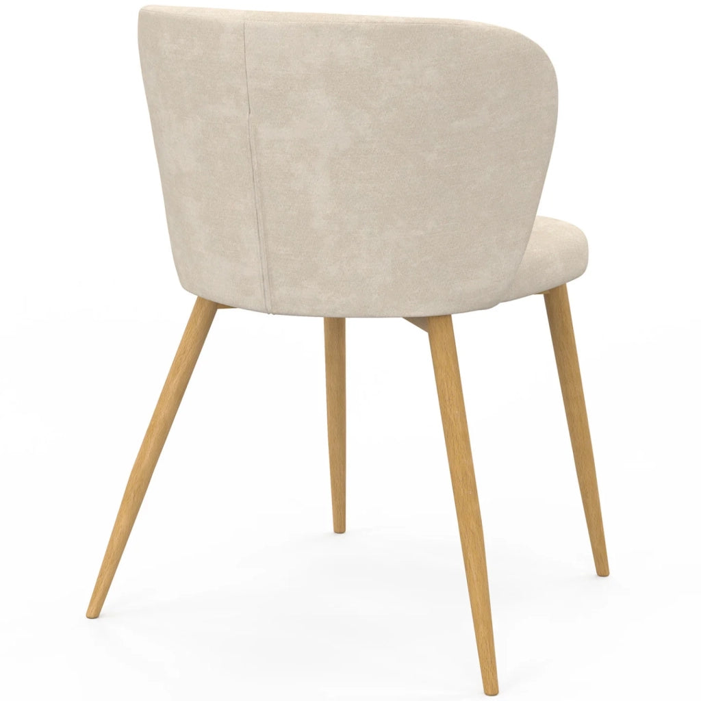IDMarket - Set di 4 sedie PAULIE in tessuto chenille beige con gambe effetto legno per la sala da pranzo