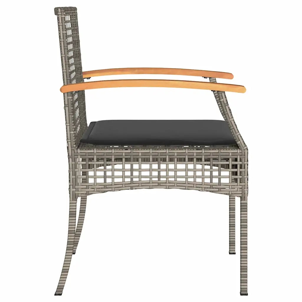 Sedie da Giardino con Cuscini 2 pz | Sedie da Esterno Grigie in Polyrattan e Acacia