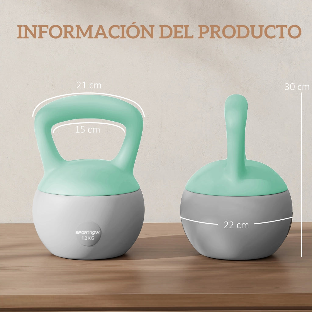 Kettlebell 12 kg Pesa Rusa ¨C Zephmum ¨C Verde Grigio Metallo 21x21x30 cm