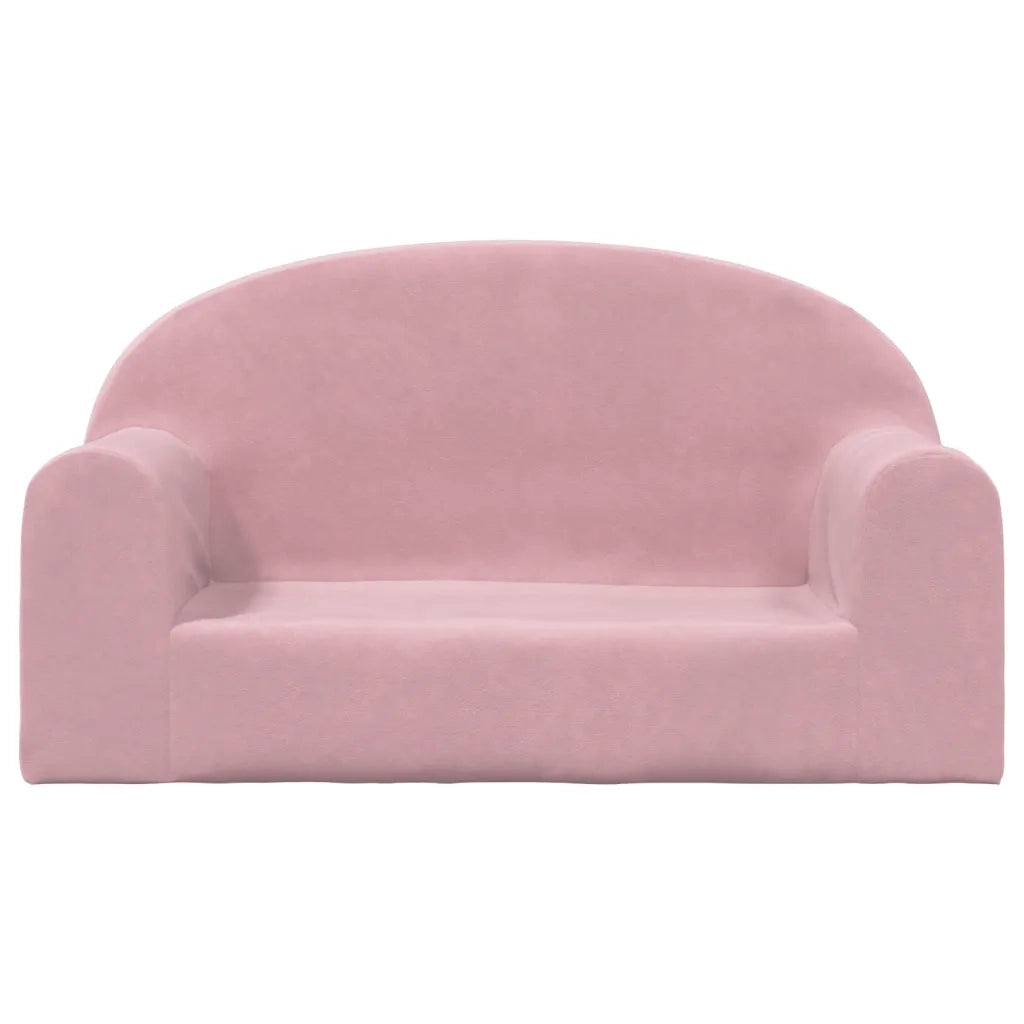 Divano per Bambini a 2 Posti-Sofa-Divanetto Rosa in Morbido Peluche 875934