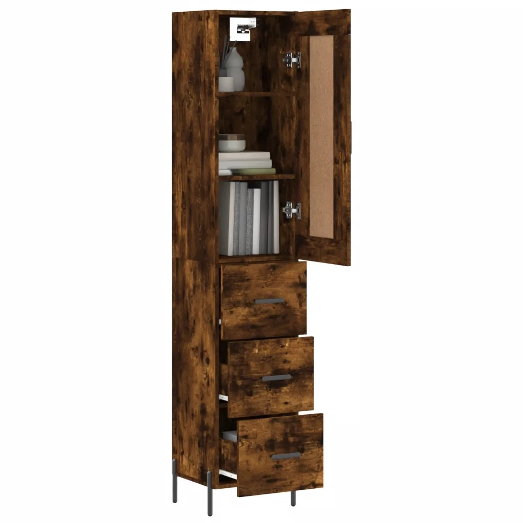 Credenza Rovere Fumo 34,5x34x180 cm in Legno Multistratocod mxl 78257