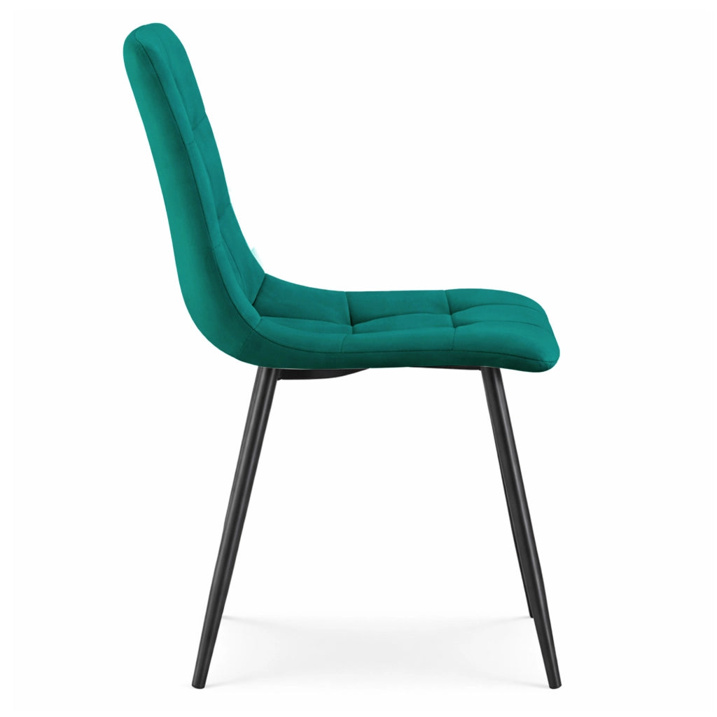 Sedia in velluto trapuntata NERO Verde Bottiglia gambe nere