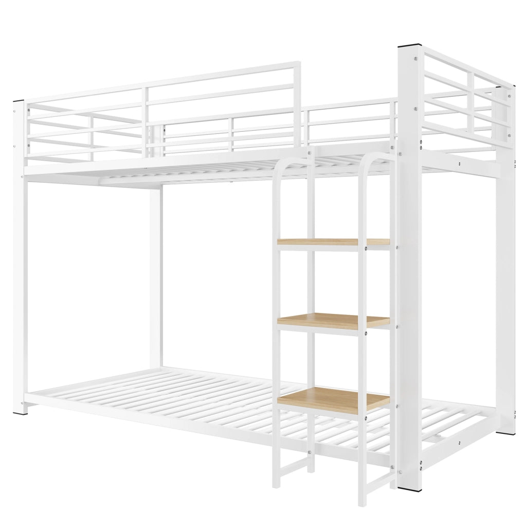 Letto a castello in metallo e MDF bianco noce 90 x 200 cm