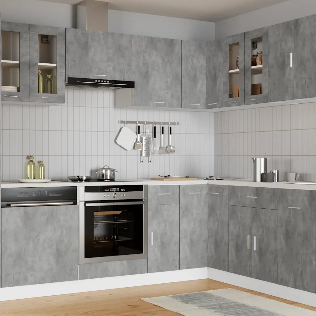 Mobile Pensile con Vetro Grigio Cemento 60x31x60 cm Multistratocod mxl 97116