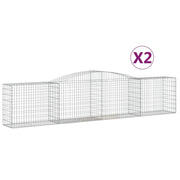 Set di 2 gabbioni ad arco per recinzione gabbia o muro di contenimento 400 x 50 x 80/100 cm ferro zincato argento 02_0041417