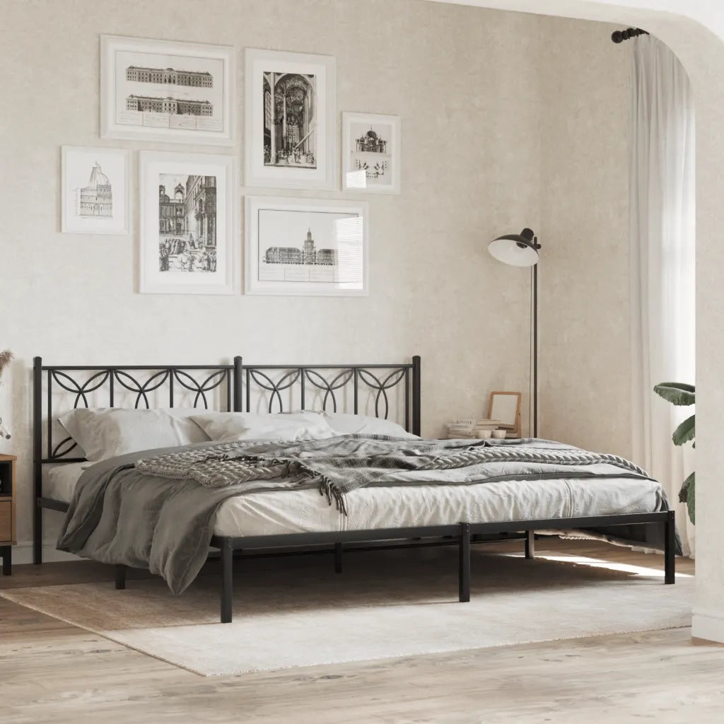 vidaXL Giroletto con Testiera in Metallo Nero 193x203 cm