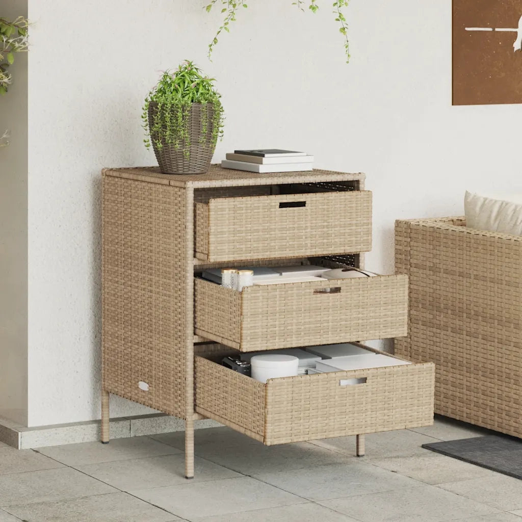Armadietto Portaoggetti da Giardino Beige 55x59x80cm Polyrattan CFW4547177