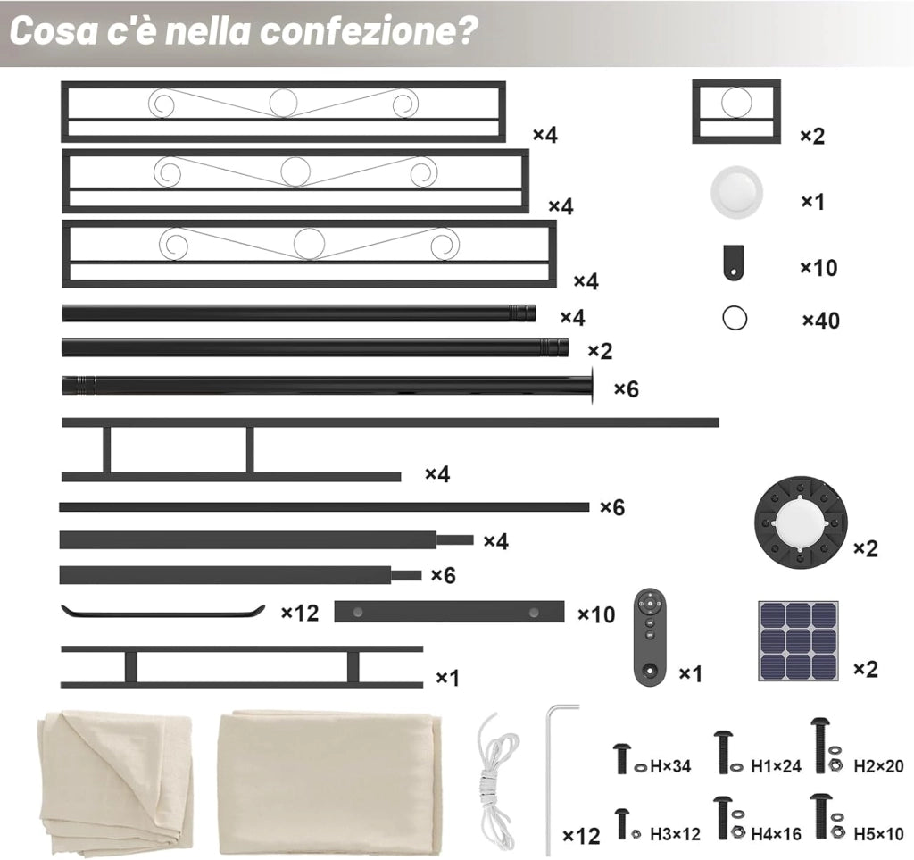 Gazebo Esterno Resistente 3x4m con Luce LED, Gazebo da Giardino Impermeabile Robusto per 6-8 Persone, Doppio Tetto Protezione UV50+, Tenda da Giardino per Famiglie Festival Eventi, Beige