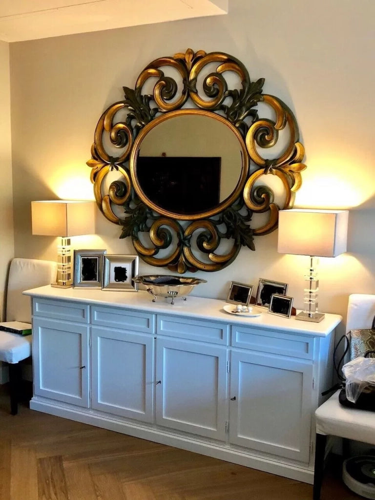 Madia credenza arte povera 4 porte legno bianco 205x42x86 (1380) - Mobili 2G