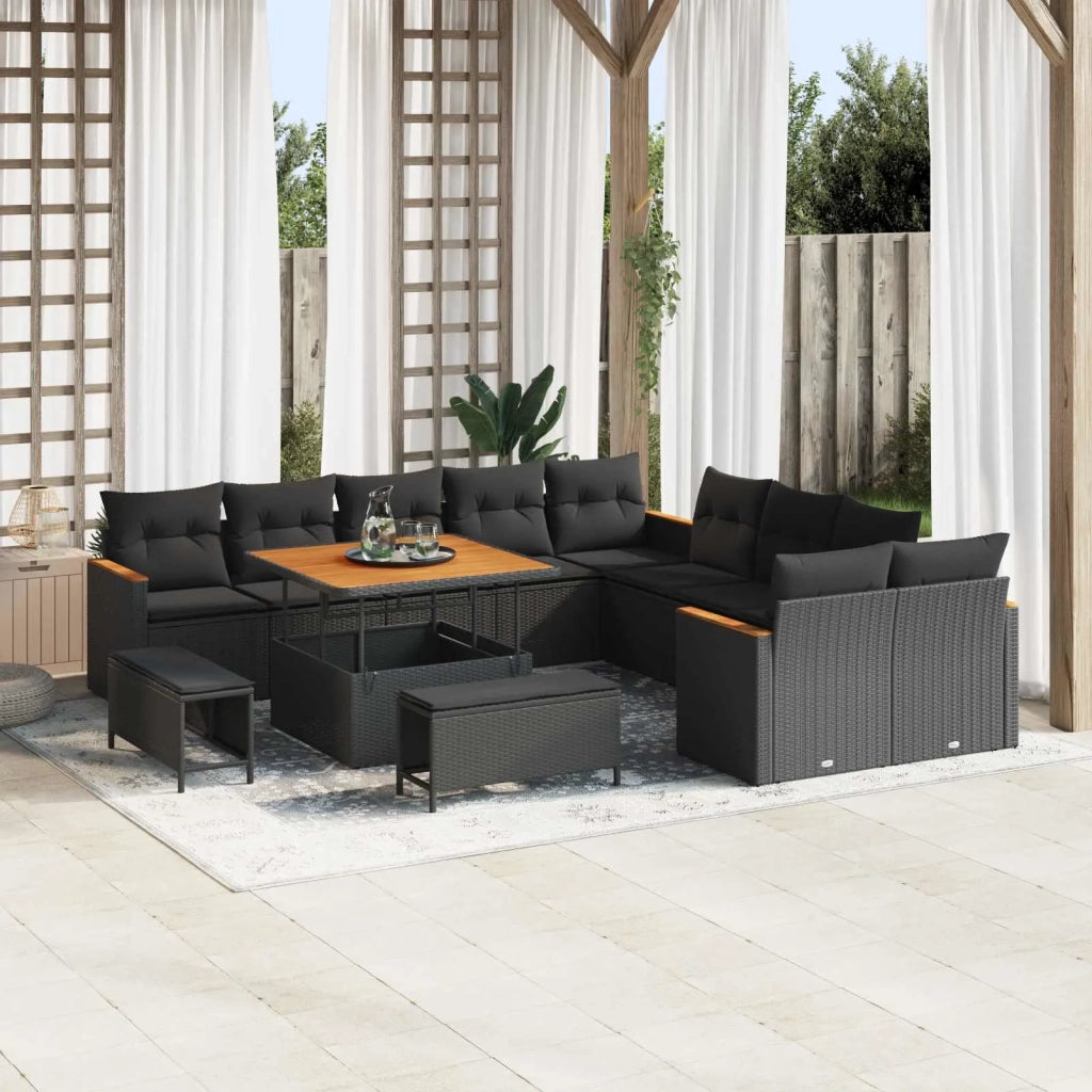 Set Divano da Giardino 13 pcs Nero polyrattan 3363094