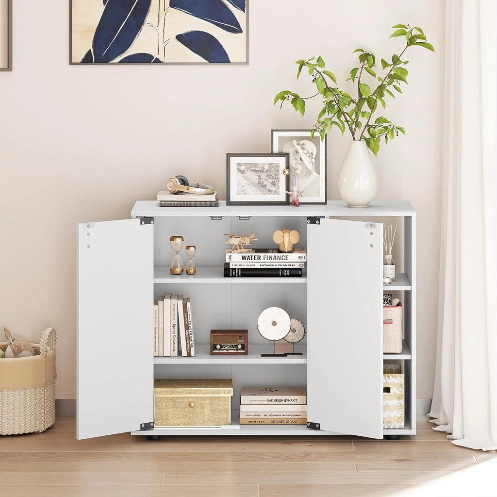 Mobiletto per Scarpe con Ante, Scaffale Porta Scarpe a 3 Ripiani con Mensole Regolabili, Organizzatore in Legno per Ingresso, Corridoio e Soggiorno, 80 x 31 x 64,5 cm (Bianco)