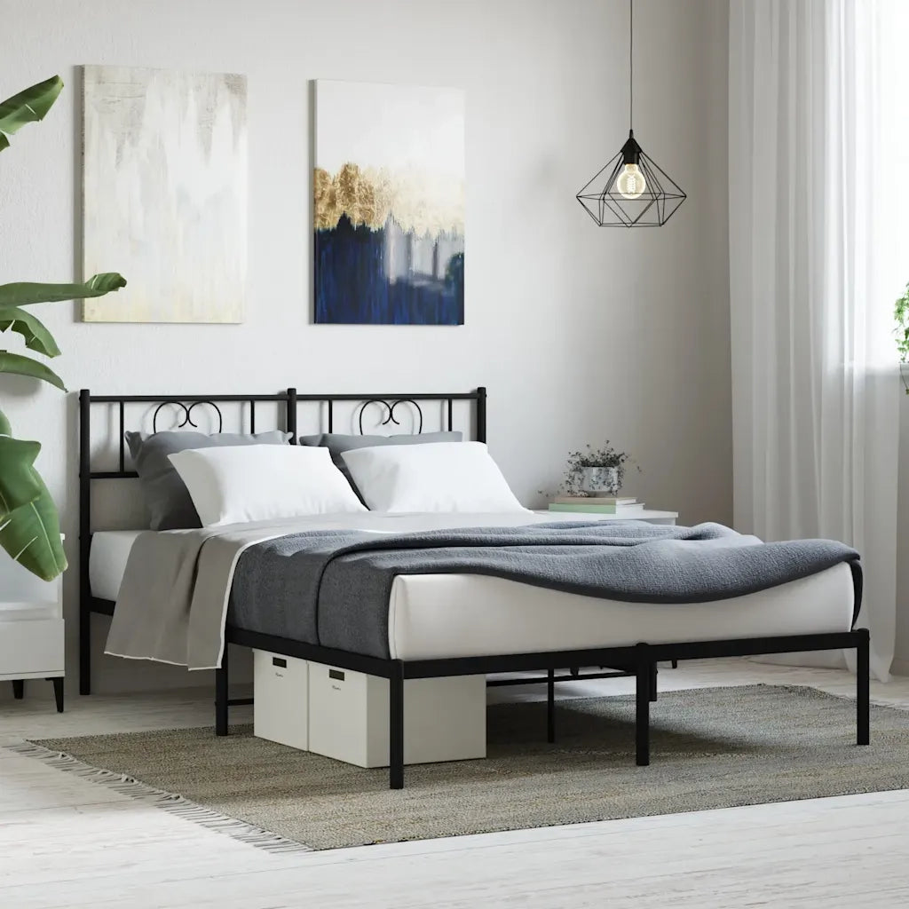 Giroletto con Testiera in Metallo Nero 160x200 cm 355466