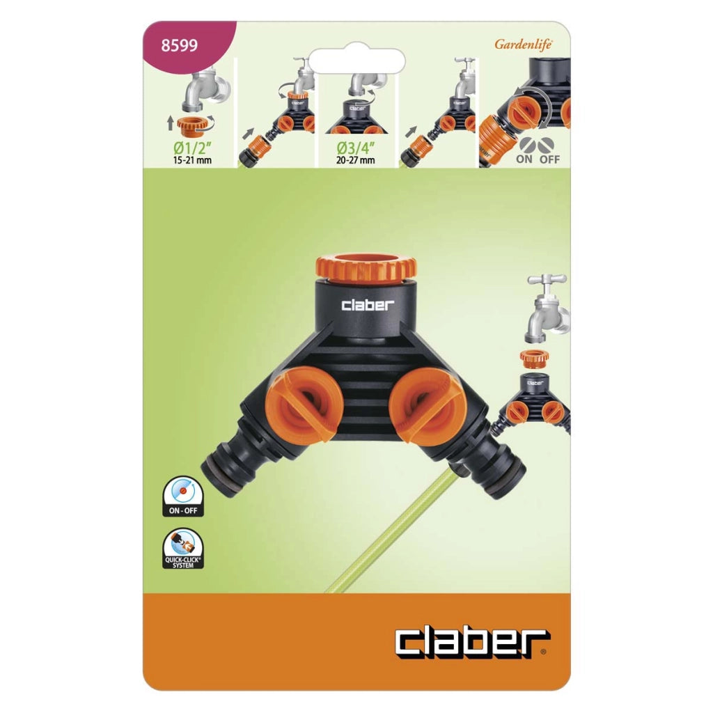 PRESA A 2 VIE CON RUBINETTI DI REGOLAZIONE- - in blister 8599 - 1 blister CLABER