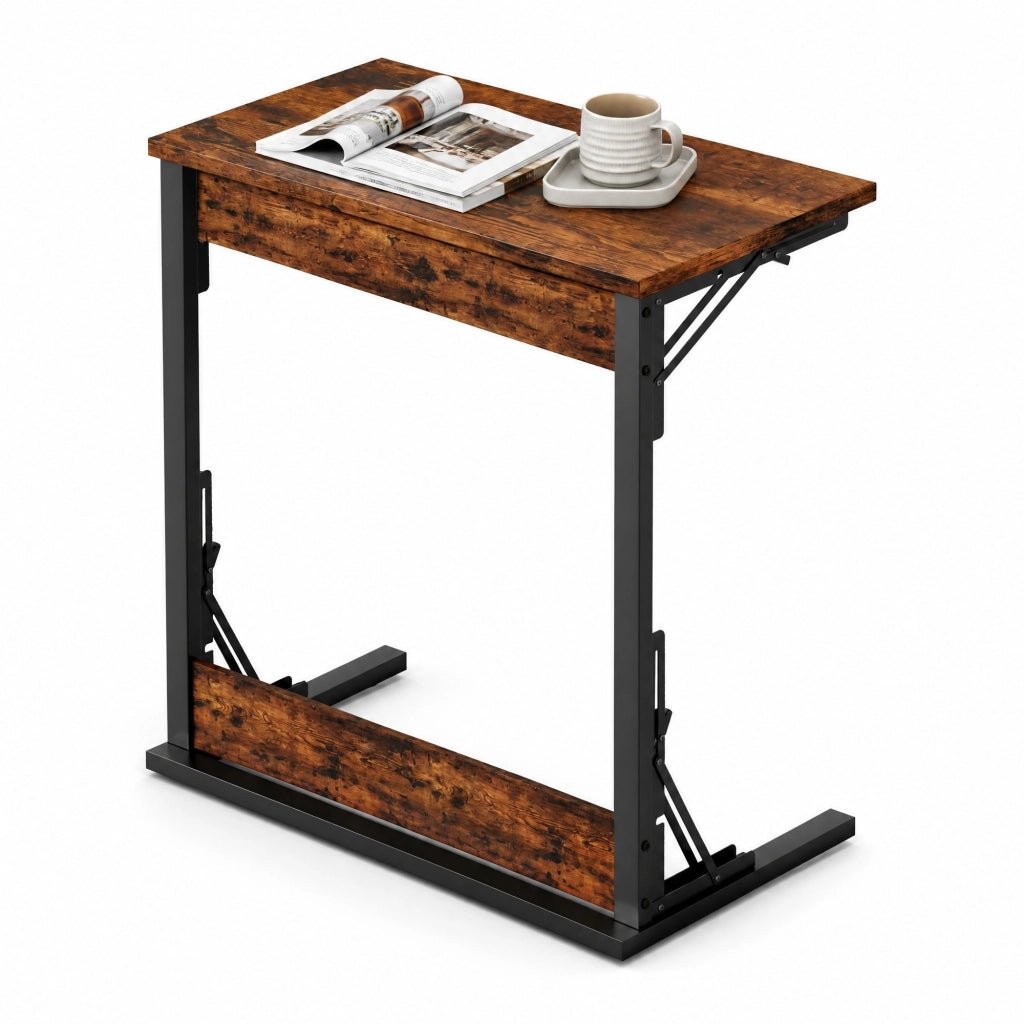 TAVOLINO C 60x37x71 cm Marrone rustico in metallo e pannello truciolare