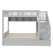 Letto a castello 140×200 cm con letto inferiore idraulico; ripiani e scala contenitore; senza materasso; grigio