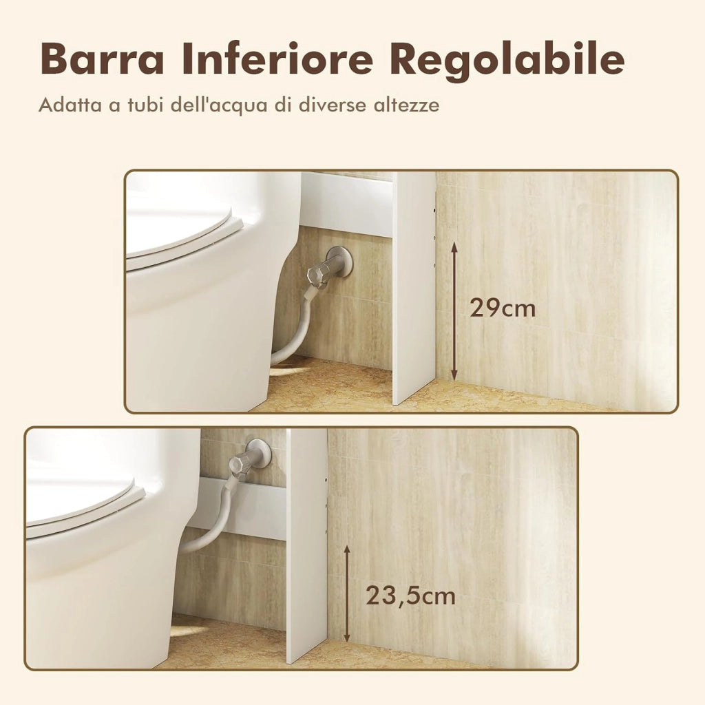 Mobile Sopra Lavatrice da Bagno, Armadietto su WC con Doppie Ante, Porta Carta Igienica e Ripiano Regolabile, Mobile Salvaspazio in Legno per Lavanderia, 81,5 x 19,5 x 172,5 cm (Bianco)