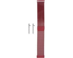 Orologio da polso in acciaio inossidabile a rete 22 mm - Cinturino regolabile - Chiusura magnetica - Rosso - Unisex.
