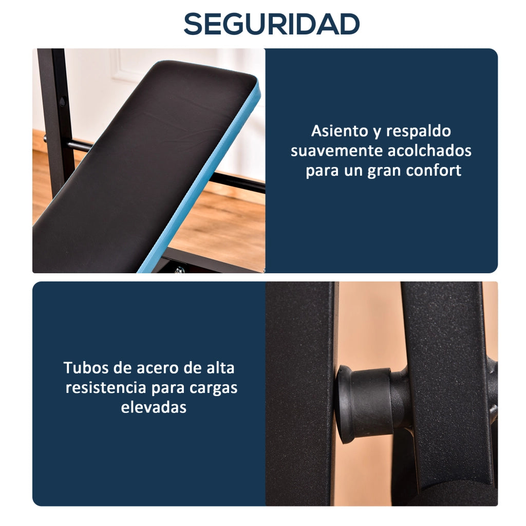 Panca da Allenamento ¨C Xylo ¨C con Supporto Bilanciere e Schienale Regolabile Blu