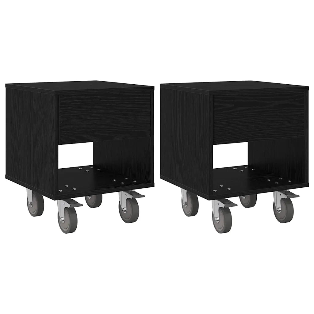 Comodino 2 pcs Rovere Nero 40,5 x 40 x 48 cm Legno multistrato