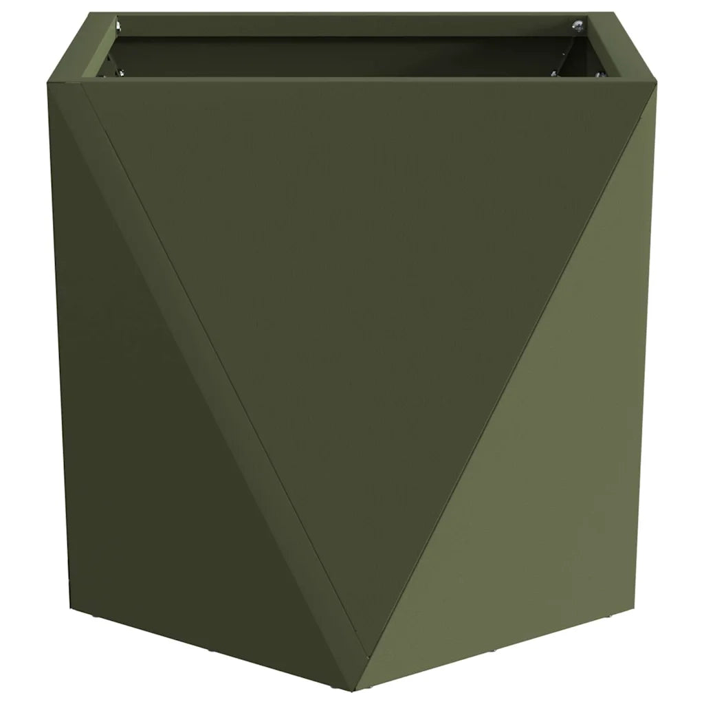 Fioriera 2 pz-Set di 2 Vaso-Contenitore per Piante Verde oliva 30 x 30 x 30 cm Acciaio