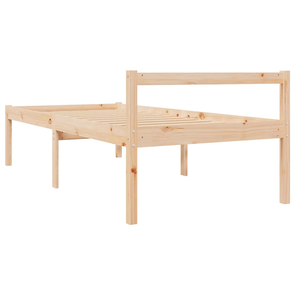 Letto per Anziani 90x190 cm Single in Legno Massello di Pino 810579
