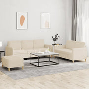 Set di Divani 3 pz con Cuscini Crema in Tessuto 3202128
